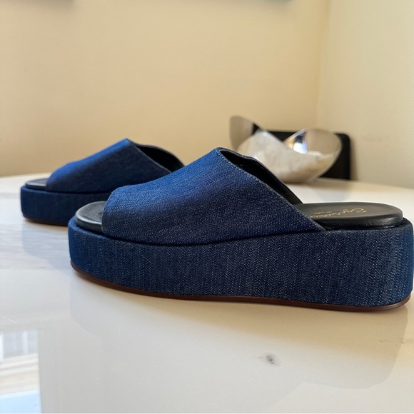 Seychelles Flatform Denim Sandal Size 8 Runs Wide - Picture 6 of 7